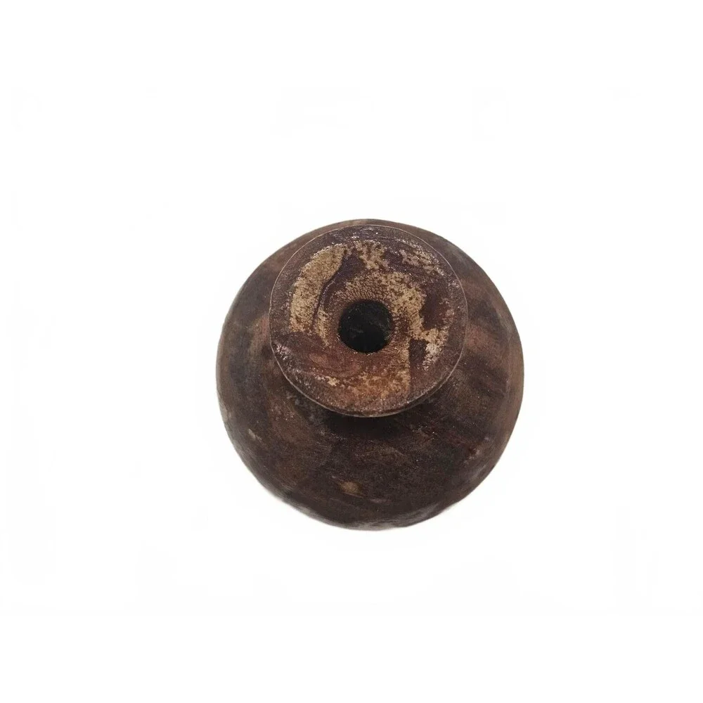 Small Vintage Wooden Vase with Natural Finish